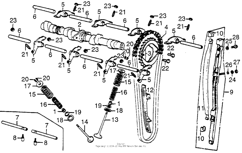Camshaft + valve + tensioner