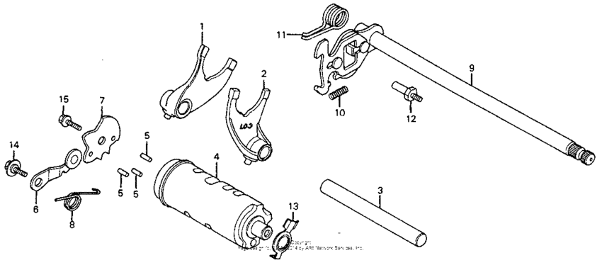 Shift drum + shift fork