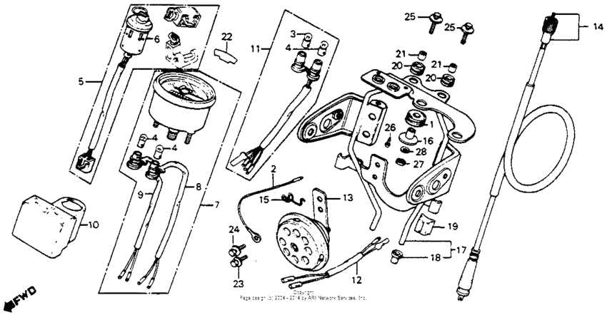 Speedometer + horn + key set 80-82
