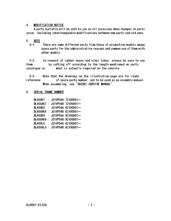 DL650 (ABS) Catalog preface