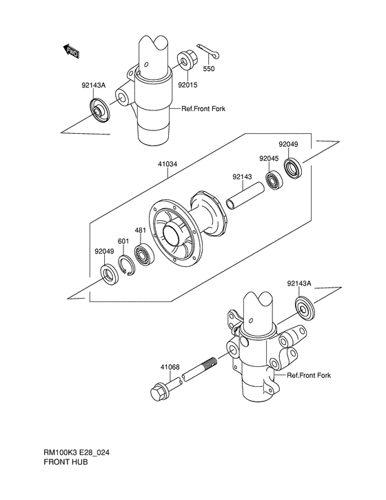 RM100 Передняя втулка