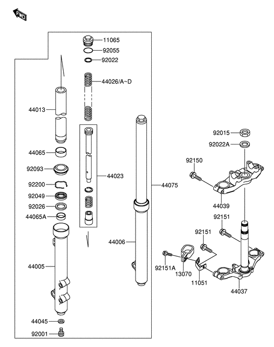 RM65 Вилка передней оси