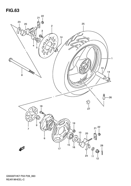 Rear wheel complete assy