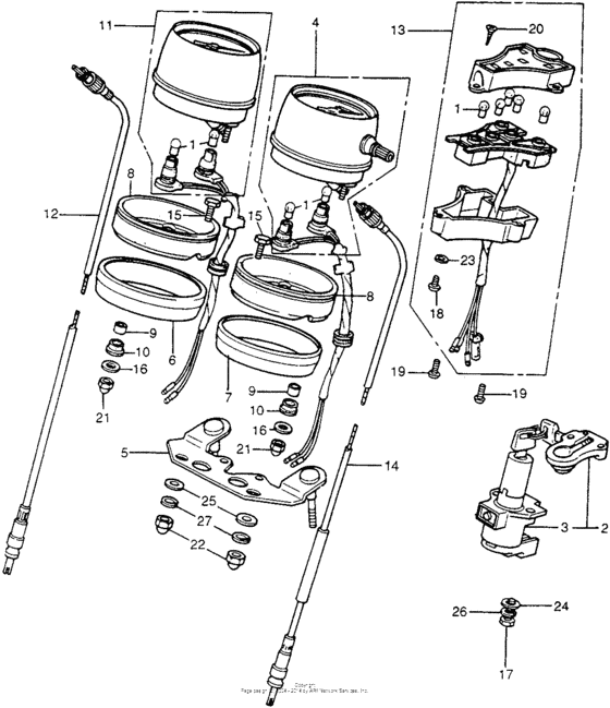 Speedometer + tachometer + combination switch