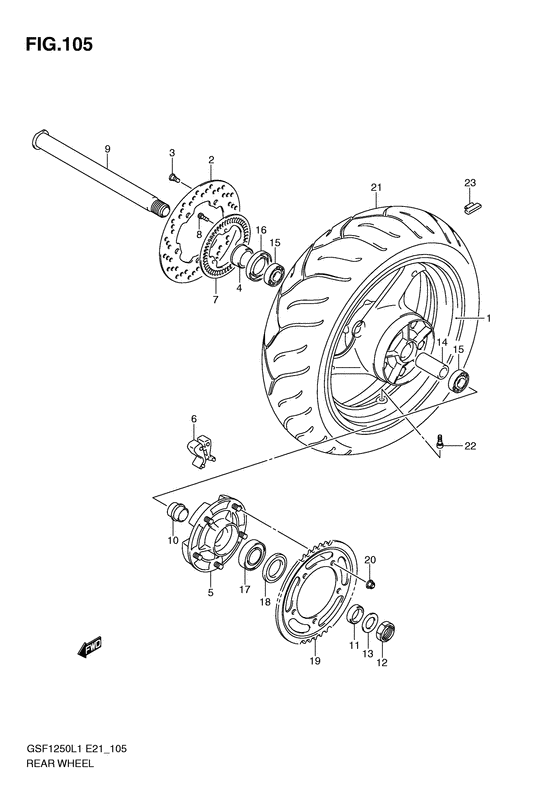 Rear wheel complete assy