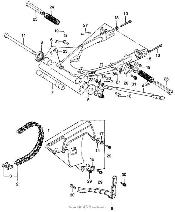 Swingarm + drive chain k1-k2