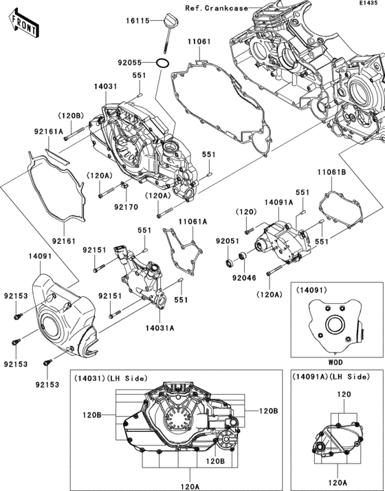 VN1700 Левая крышка двигателя