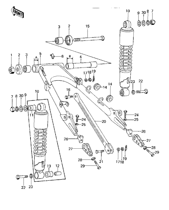 Swing arm/shock absorbers