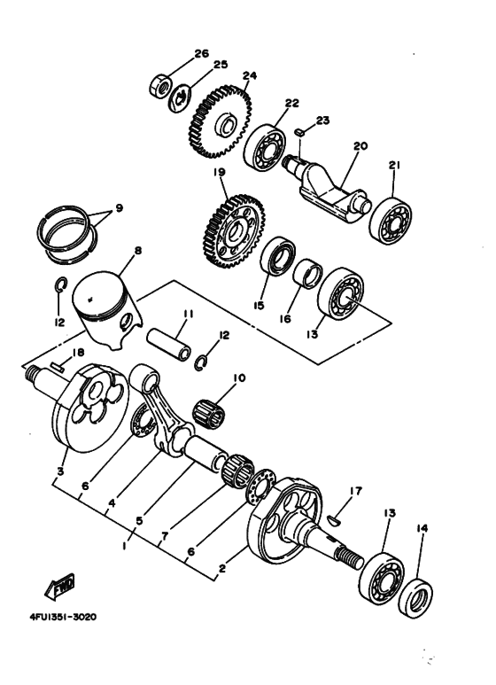 TDR125 Коленчатый вал и Поршень