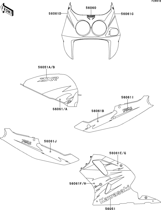 ZX750 Decals(green / white)(zx750-l3)
