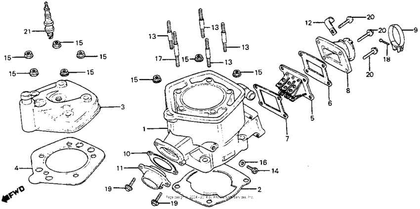 Cylinder head + cylinder + reed valve 81