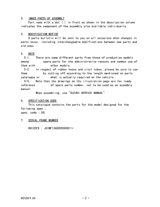 RG125 Catalog preface
