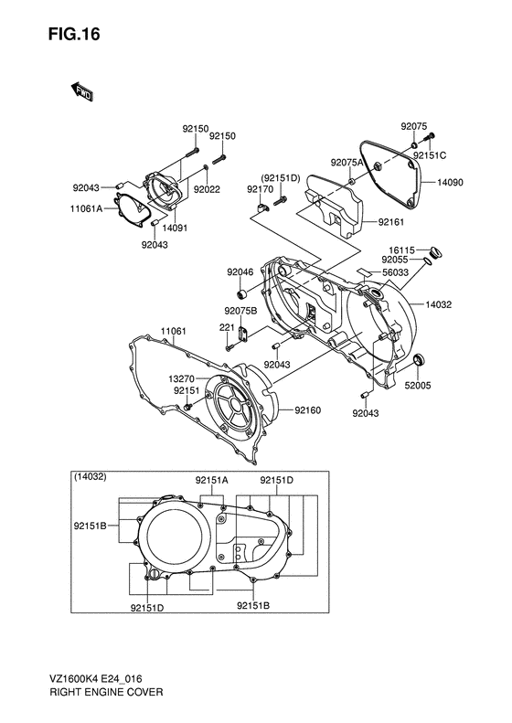 VZ1600 Капот правая часть