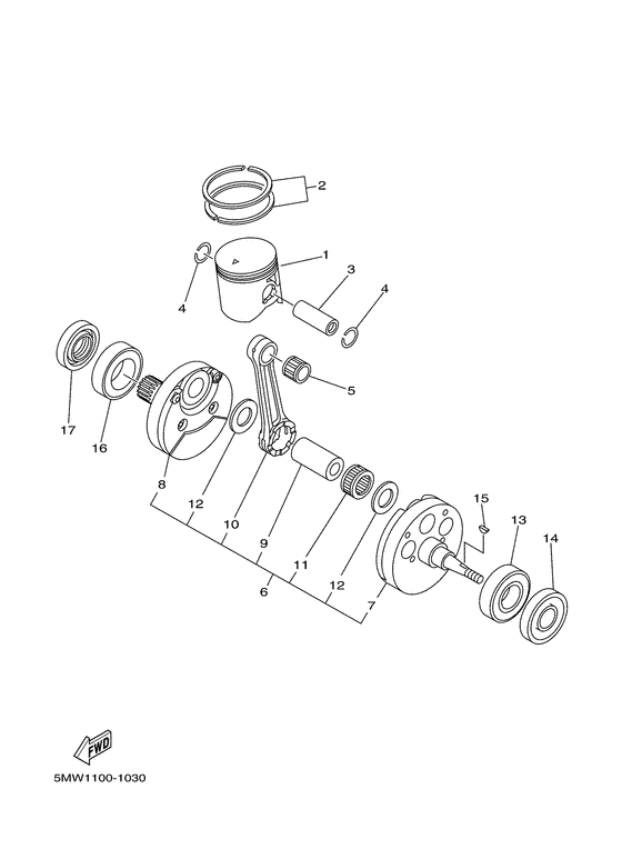 YZ250 Коленчатый вал и поршни