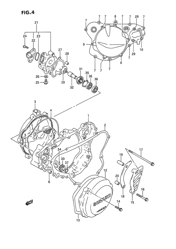 Crankcase cover- water pump