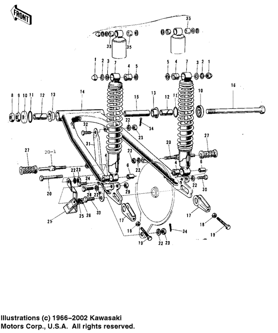Swing arm/shock absorbers