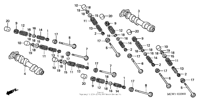 Camshaft + valve (fr.)