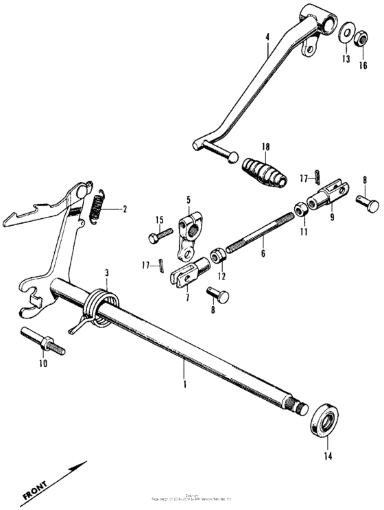 Gearshift spindle + change pedal