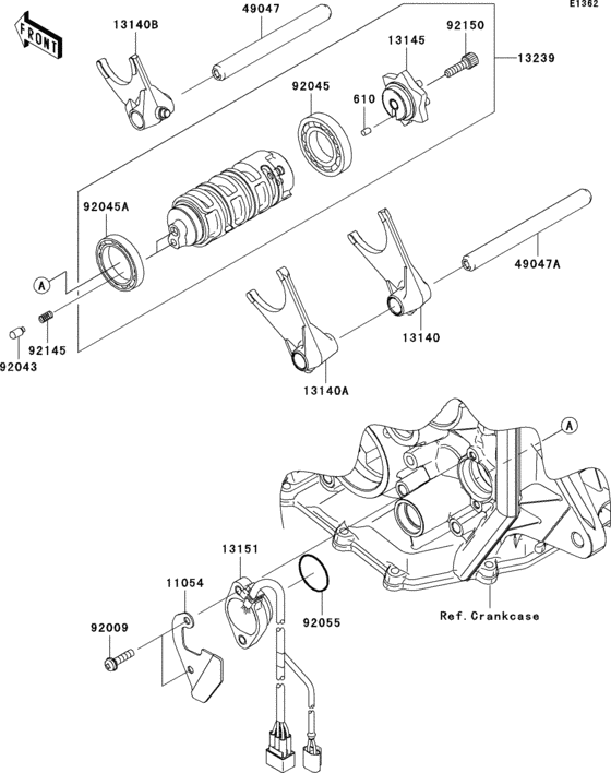 ZX600 Валы и вилки переключения передач