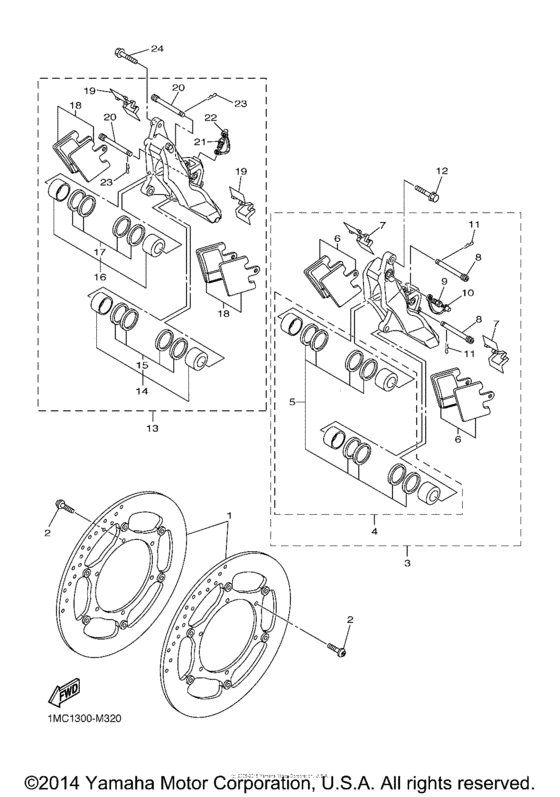 FJR13ESECR Передний суппорт