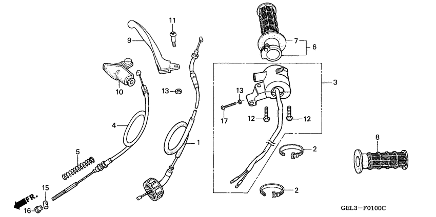 Handle lever/switch/cable