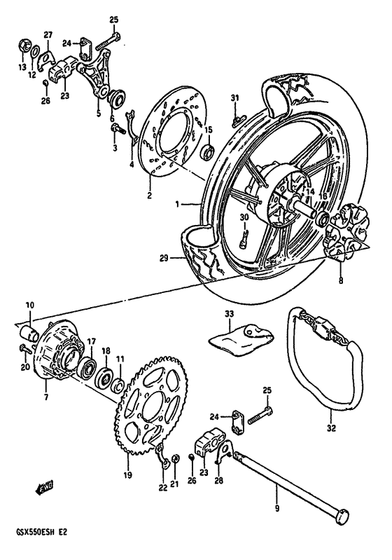 Rear wheel complete assy