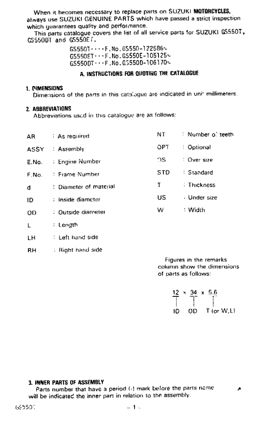 GS550 Catalog preface