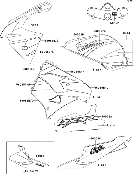 ZX900 Decals(gold / black)(zx900-f1)