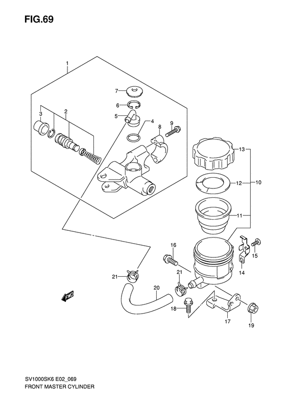 SV1000 Передний тормозной цилиндр
