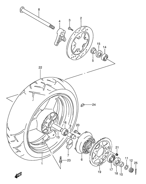 Rear wheel complete assy