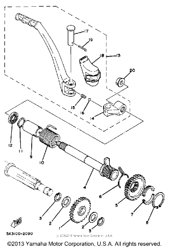 YZ100J Kick - starter