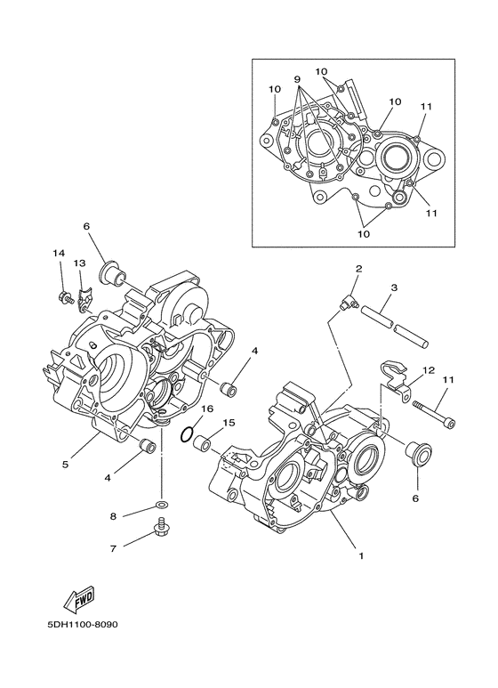 YZ125 Картер двигателя