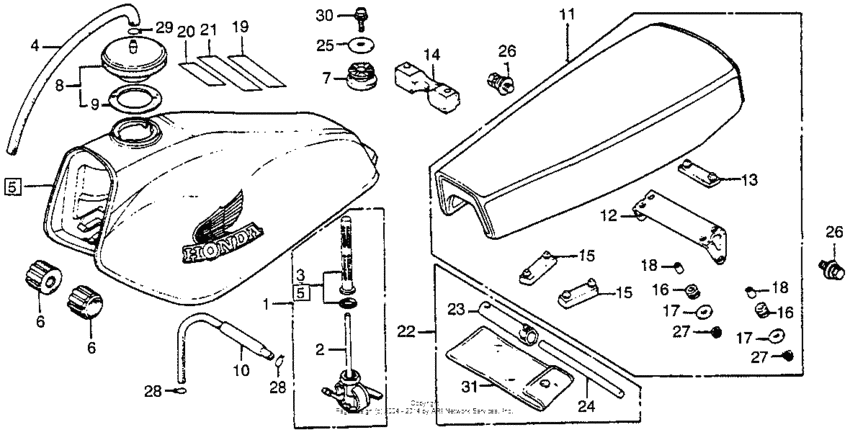 Tool kit + fuel tank + seat 81-82