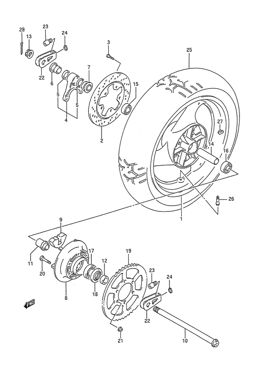 Rear wheel complete assy