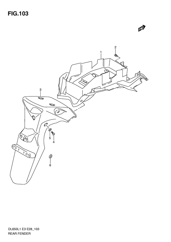 DL650 (ABS) Заднее крыло