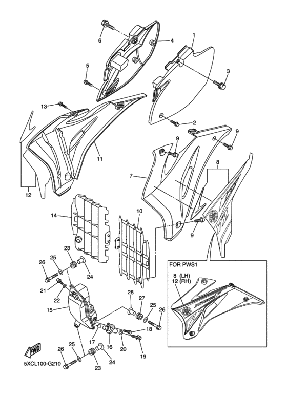 YZ250F YZ250FX Крышка боковая & oil tank