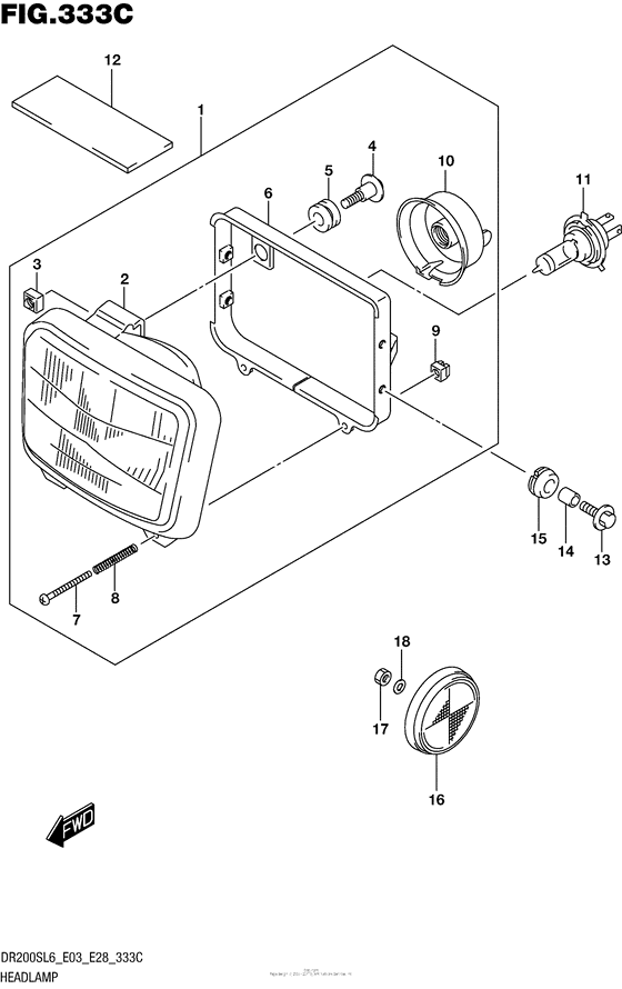 Headlamp (Dr200Sl6 E33)