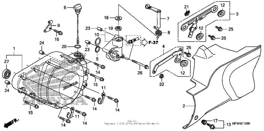 VT1300CS (ABS) Крышка картера левая