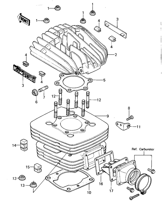 Cylinder head/cylinder/reed valve