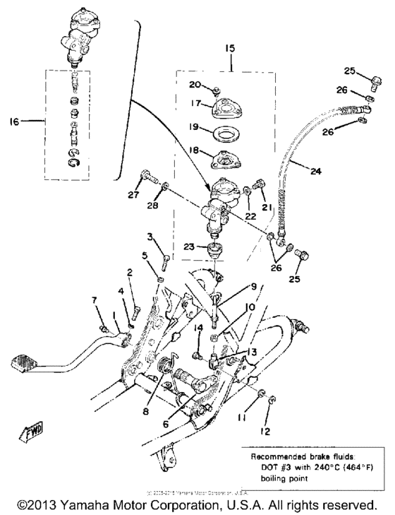 Brake pedal - master cylinder