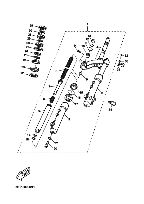 XQ125 Вилка передней оси