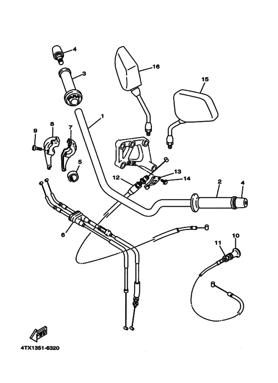 TDM850 Рулевой рычаг и кабель