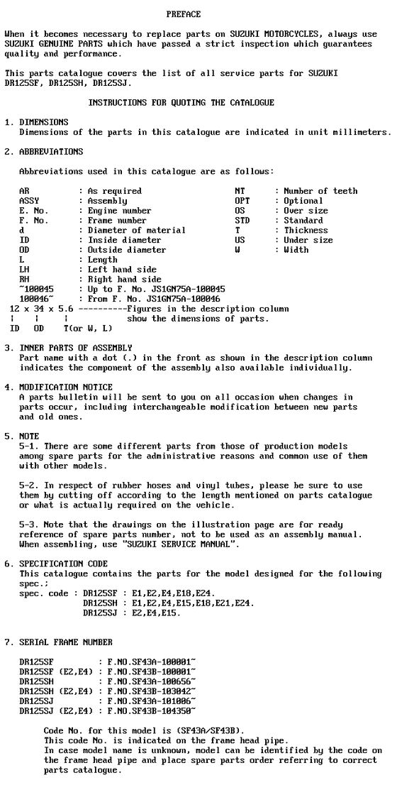 DR125 Catalog preface