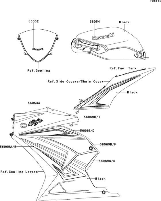 EX250 Decals(black)(jcfa)