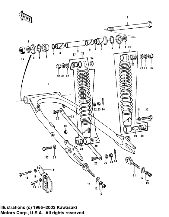 Swing arm/shock absorbers