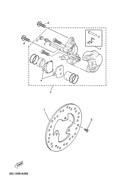 YP125E Задний суппорт
