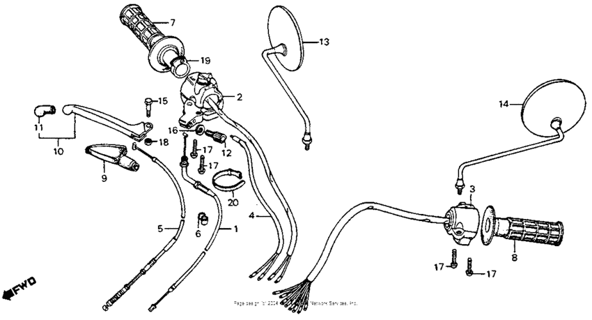 Handle lever + switch + cable