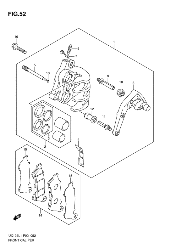 UX125 Передний суппорт
