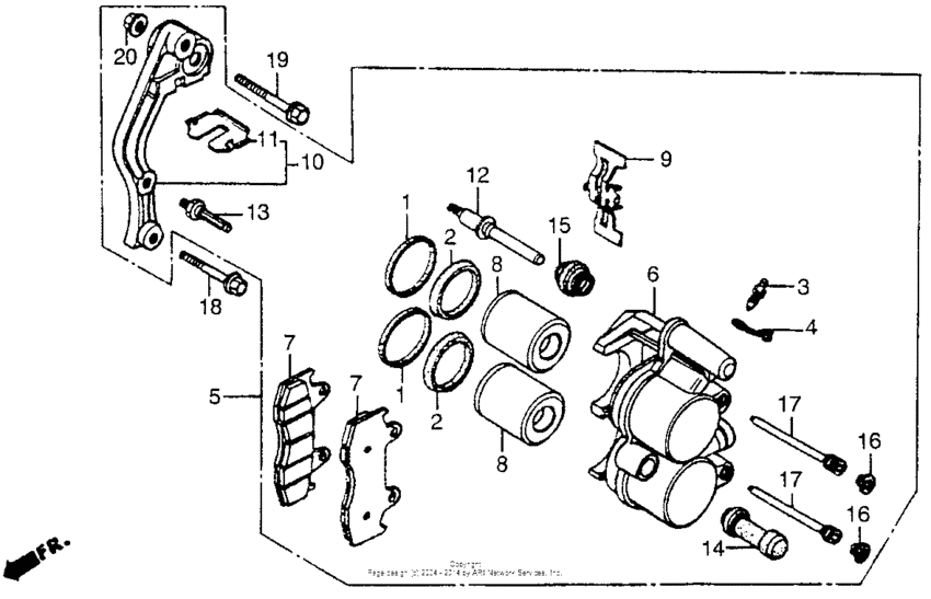 Fr. brake caliper 84-86