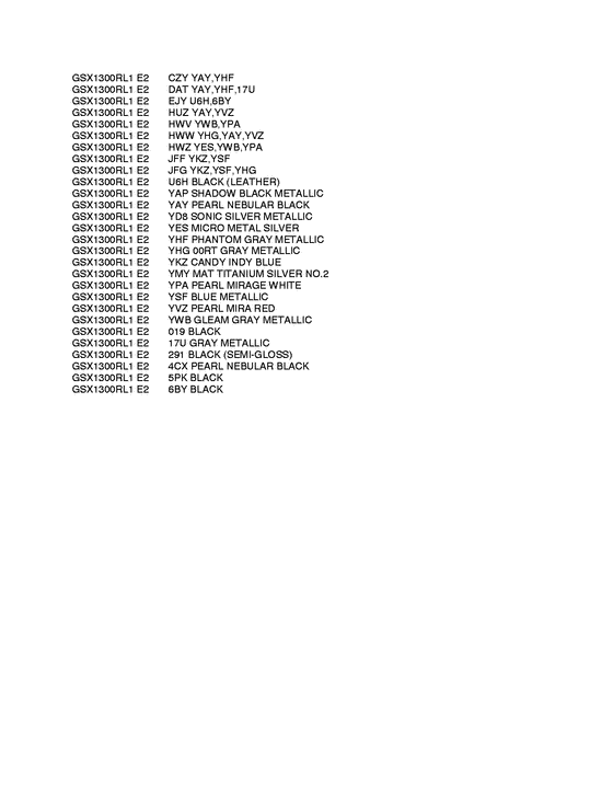 GSX1300R Color chart